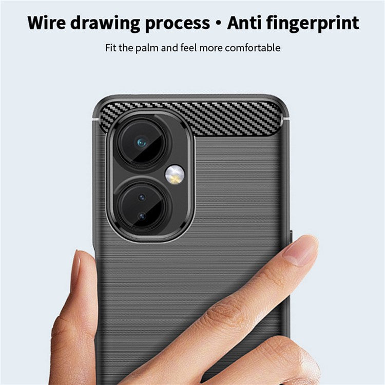 MOFI JK TPU Series-1 for OnePlus Nord CE 3 Lite 5G / Nord N30 5G TPU Cover Carbon Fiber Brushed Phone Shell - Red