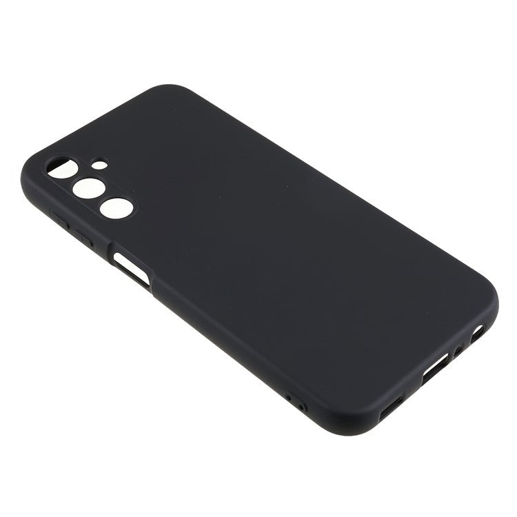 For Samsung Galaxy A24 4G (162.1 x 77.6 x 8.3mm) Precise Cutout Soft TPU Phone Case 2.0mm Liquid Silicone Texture Arc Edge Anti-drop Cover - Black