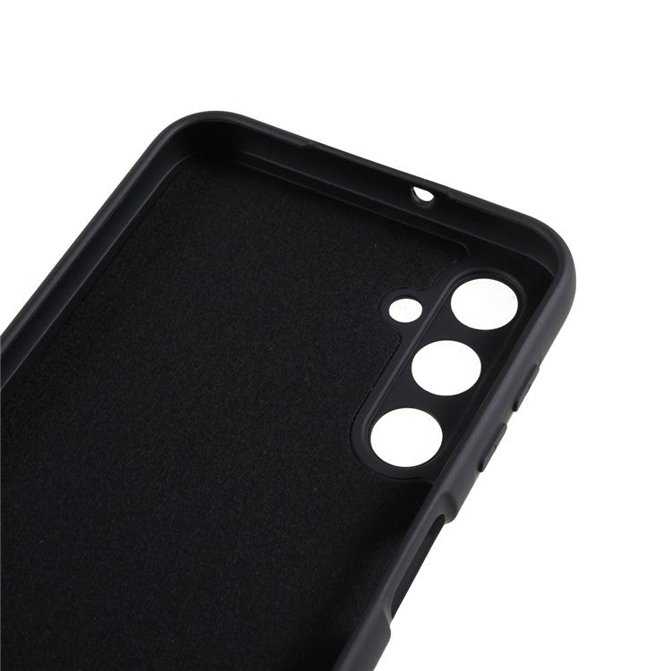 For Samsung Galaxy A24 4G (162.1 x 77.6 x 8.3mm) Precise Cutout Soft TPU Phone Case 2.0mm Liquid Silicone Texture Arc Edge Anti-drop Cover - Black