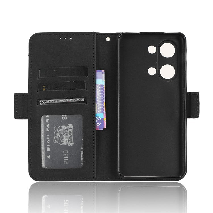 For OnePlus Nord 3 5G / Ace 2V Phone Leather Case Multiple Card Slots Phone Cover with Wallet Stand - Black