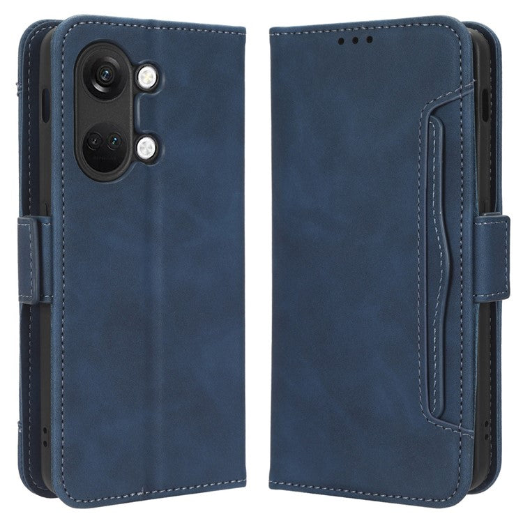 For OnePlus Nord 3 5G / Ace 2V Phone Leather Case Multiple Card Slots Phone Cover with Wallet Stand - Blue