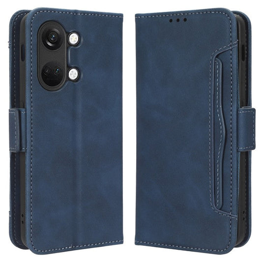 For OnePlus Nord 3 5G / Ace 2V Phone Leather Case Multiple Card Slots Phone Cover with Wallet Stand - Blue