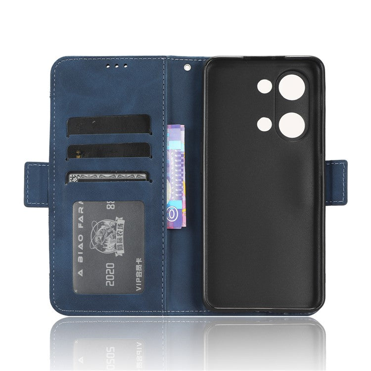 For OnePlus Nord 3 5G / Ace 2V Phone Leather Case Multiple Card Slots Phone Cover with Wallet Stand - Blue
