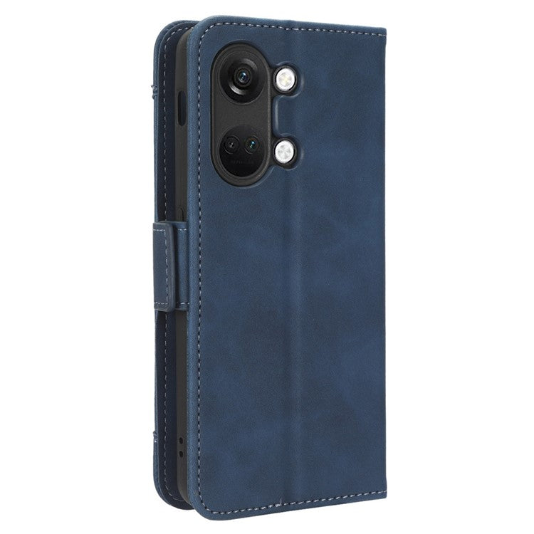 For OnePlus Nord 3 5G / Ace 2V Phone Leather Case Multiple Card Slots Phone Cover with Wallet Stand - Blue