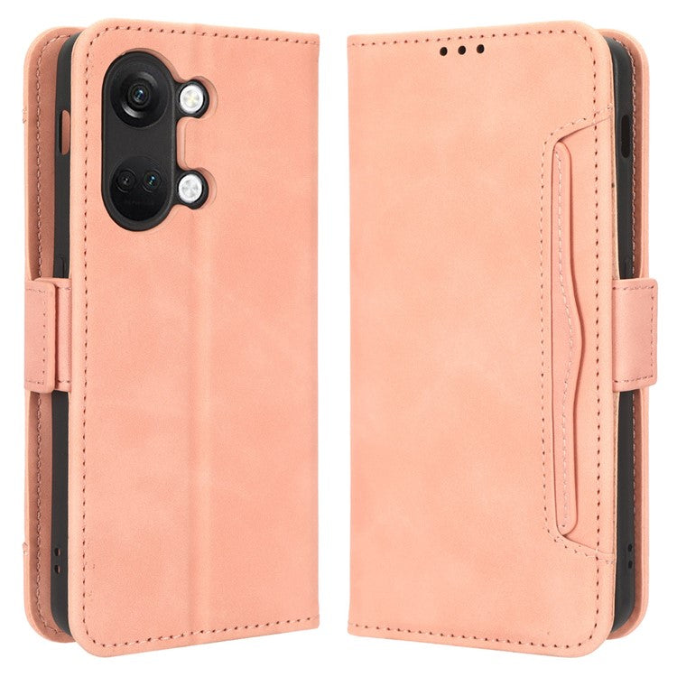 For OnePlus Nord 3 5G / Ace 2V Phone Leather Case Multiple Card Slots Phone Cover with Wallet Stand - Pink