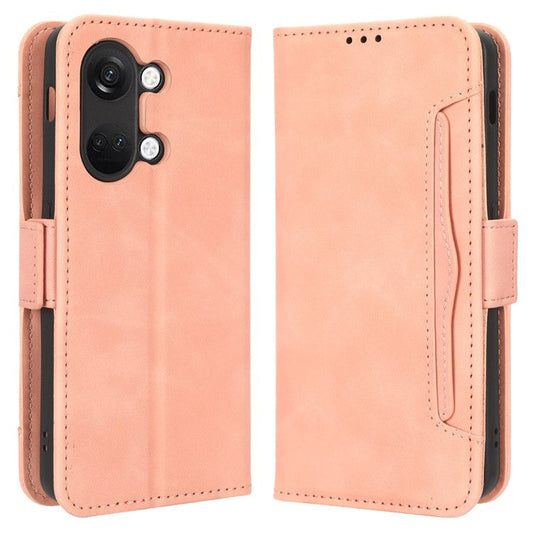 For OnePlus Nord 3 5G / Ace 2V Phone Leather Case Multiple Card Slots Phone Cover with Wallet Stand - Pink