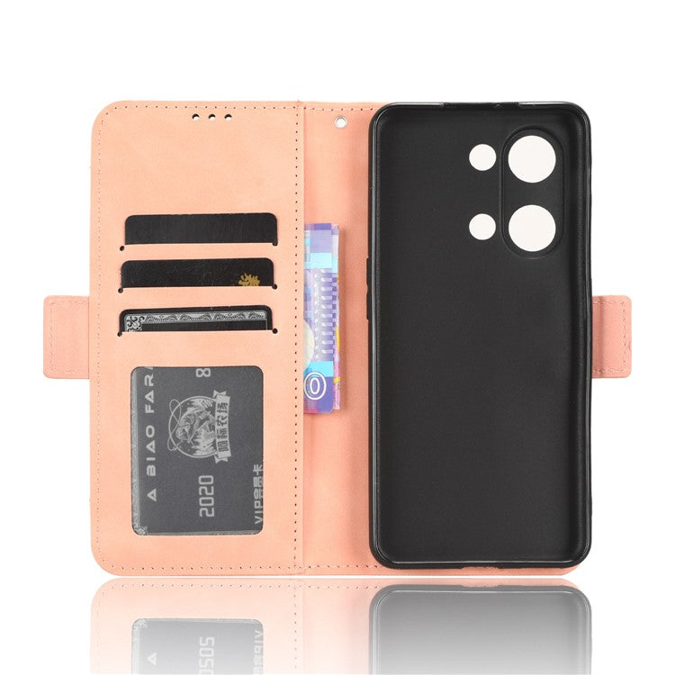 For OnePlus Nord 3 5G / Ace 2V Phone Leather Case Multiple Card Slots Phone Cover with Wallet Stand - Pink