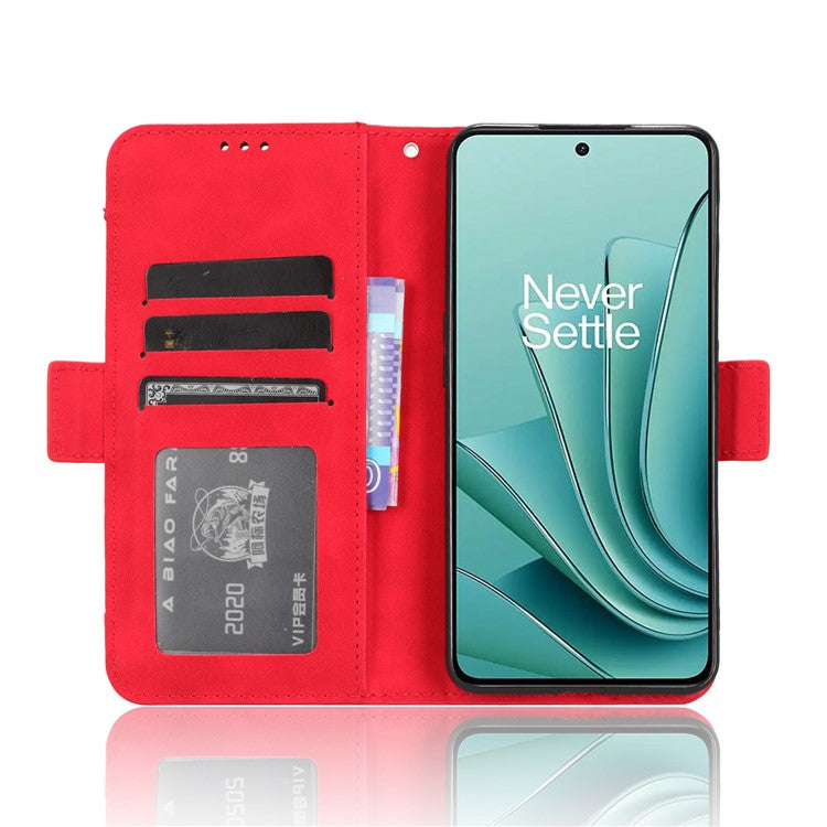 For OnePlus Nord 3 5G / Ace 2V Phone Leather Case Multiple Card Slots Phone Cover with Wallet Stand - Red