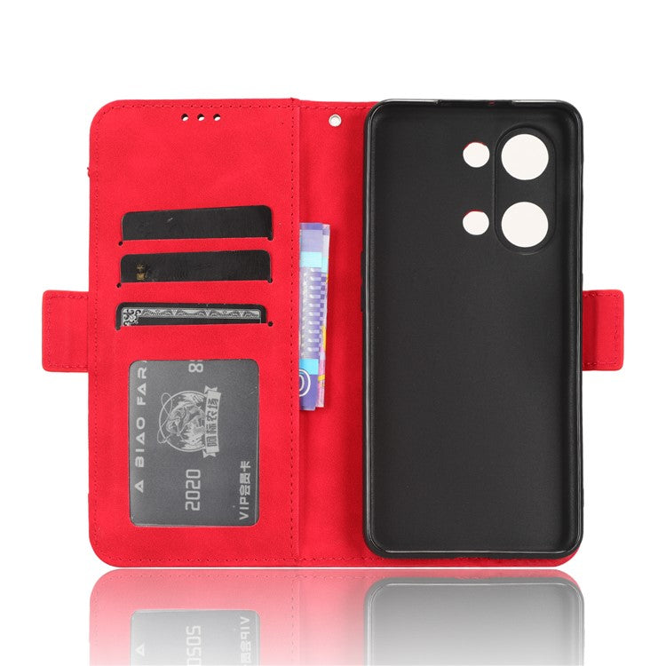 For OnePlus Nord 3 5G / Ace 2V Phone Leather Case Multiple Card Slots Phone Cover with Wallet Stand - Red