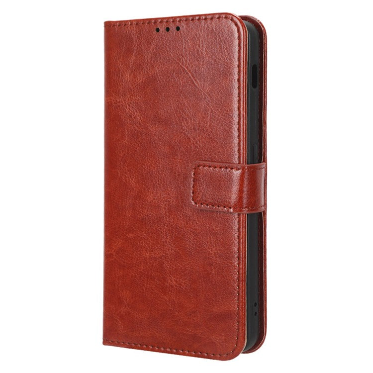 For OnePlus Nord 3 5G / Ace 2V Cell Phone Case Wallet Stand Crazy Horse Texture Leather Phone Cover - Brown