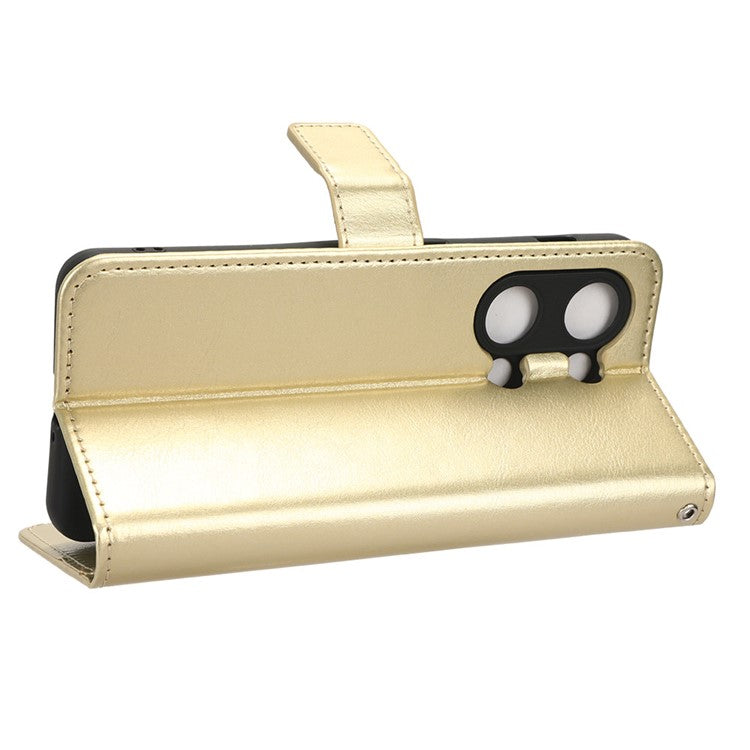 For OnePlus Nord 3 5G / Ace 2V Cell Phone Case Wallet Stand Crazy Horse Texture Leather Phone Cover - Gold