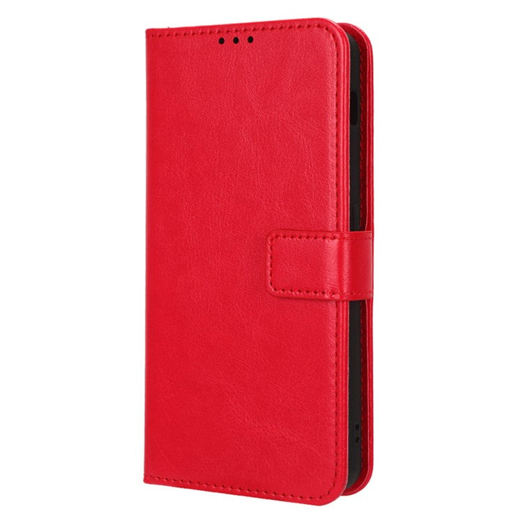 For OnePlus Nord 3 5G / Ace 2V Cell Phone Case Wallet Stand Crazy Horse Texture Leather Phone Cover - Red