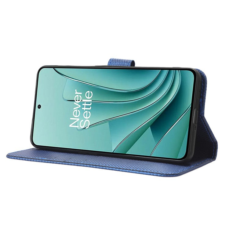 For OnePlus Nord 3 5G / Ace 2V Stand Wallet Phone Case Diamond Texture Leather Smartphone Cover - Blue