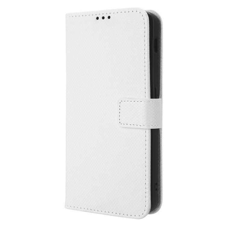 For OnePlus Nord 3 5G / Ace 2V Stand Wallet Phone Case Diamond Texture Leather Smartphone Cover - White