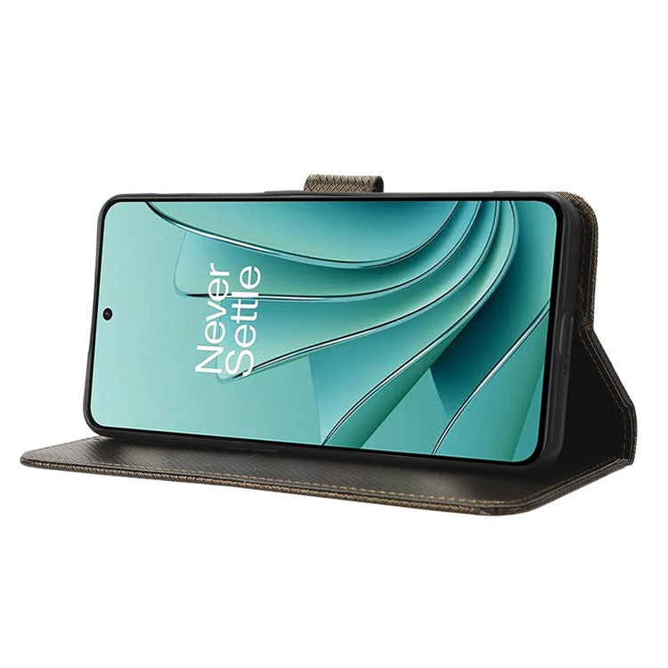 For OnePlus Nord 3 5G / Ace 2V Stand Wallet Phone Case Diamond Texture Leather Smartphone Cover - Brown