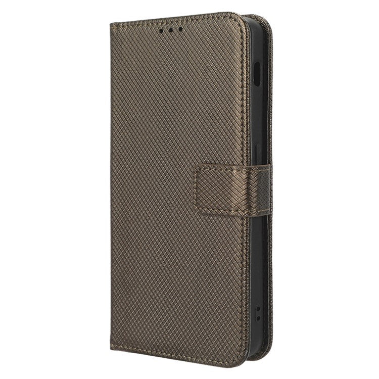 For OnePlus Nord 3 5G / Ace 2V Stand Wallet Phone Case Diamond Texture Leather Smartphone Cover - Brown