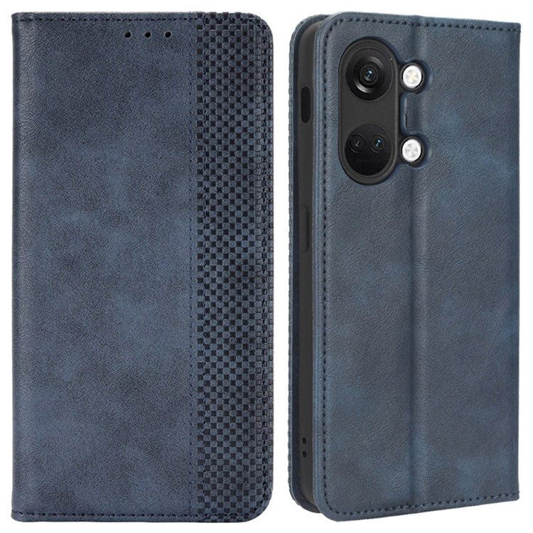 For OnePlus Nord 3 5G / Ace 2V Retro Phone Case PU Leather+TPU Phone Cover with Wallet Stand - Blue