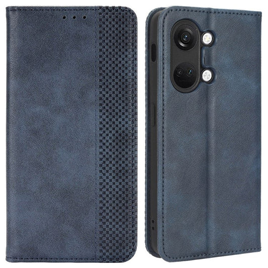 For OnePlus Nord 3 5G / Ace 2V Retro Phone Case PU Leather+TPU Phone Cover with Wallet Stand - Blue