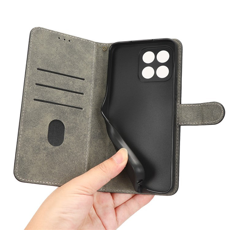 For Honor 70 Lite 5G / X6 4G / X8 5G / Play6C 4G Wallet Stand Leather Case RFID Blocking Phone Cover with Strap - Black