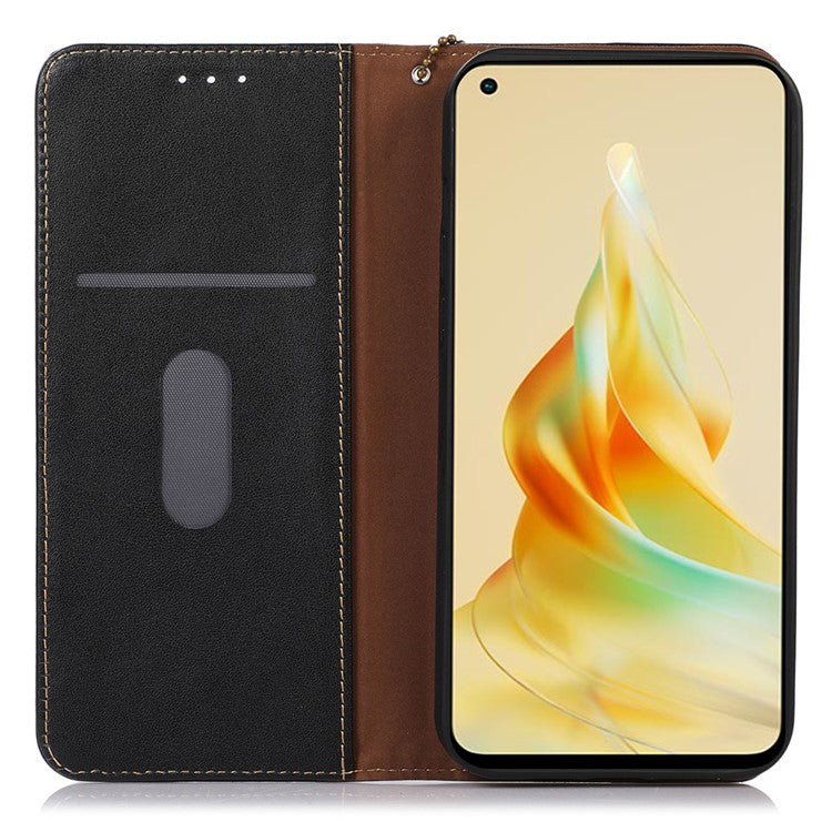 KHAZNEH RFID Blocking Phone Case for Oppo Find X6 Genuine Cowhide Leather Cover with Stand Wallet - Black