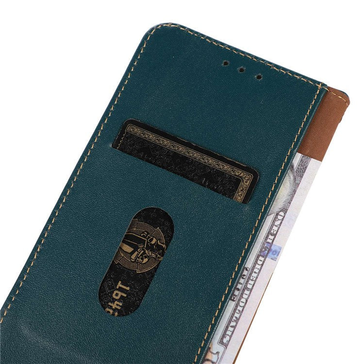 KHAZNEH RFID Blocking Phone Case for Oppo Find X6 Genuine Cowhide Leather Cover with Stand Wallet - Green
