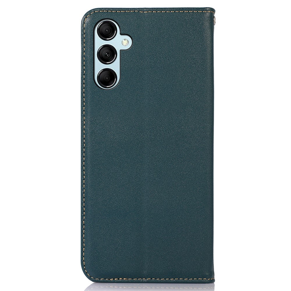 KHAZNEH For Samsung Galaxy M14 5G Stand Wallet Phone Case RFID Blocking Genuine Cowhide Leather Cover - Green