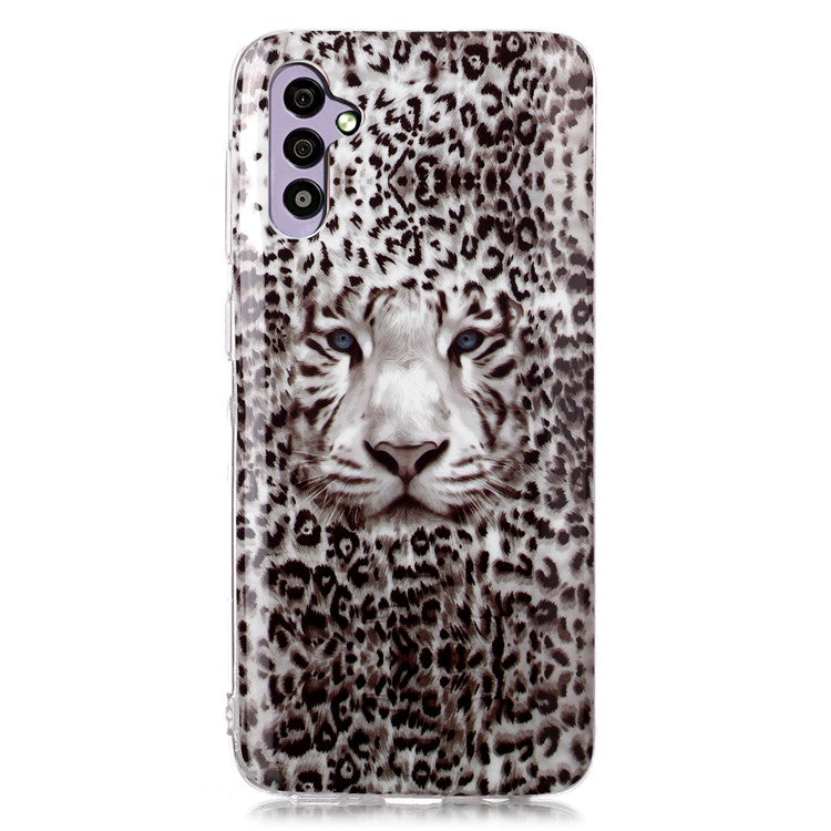 TPU Phone Cover for Samsung Galaxy A34 5G Case Luminous Patterned IMD Shockproof Case - Leopard Print Tiger