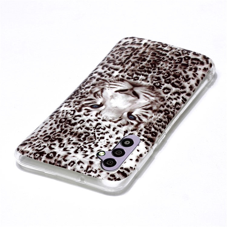TPU Phone Cover for Samsung Galaxy A34 5G Case Luminous Patterned IMD Shockproof Case - Leopard Print Tiger