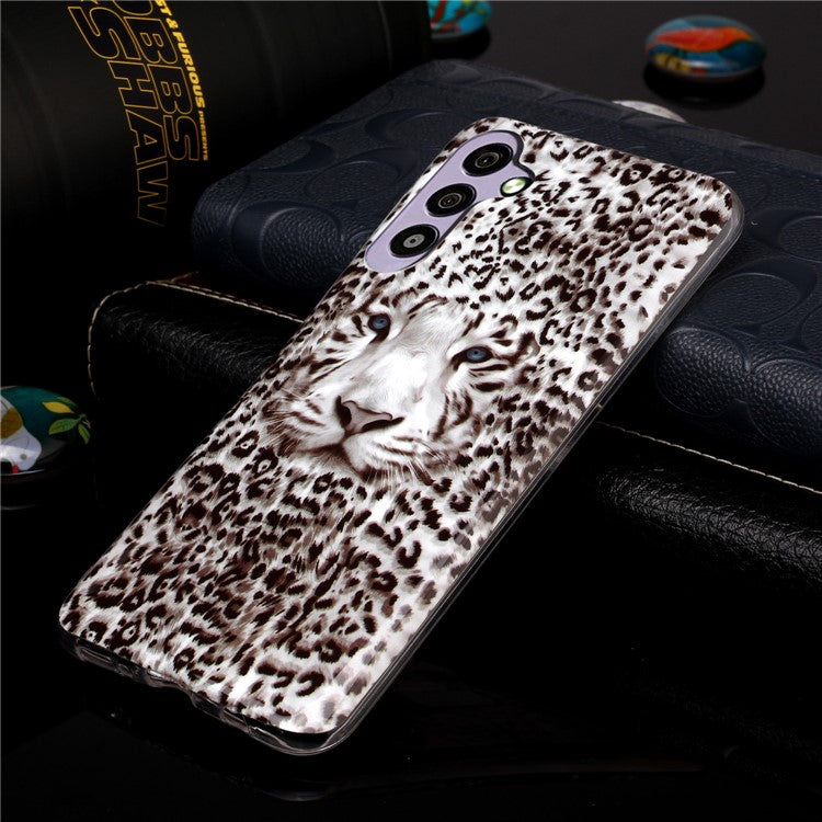 TPU Phone Cover for Samsung Galaxy A34 5G Case Luminous Patterned IMD Shockproof Case - Leopard Print Tiger