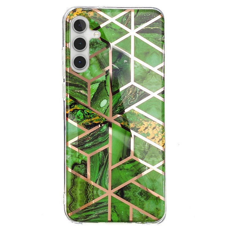 For Samsung Galaxy A54 5G IMD Pattern Phone Case Electroplating Soft TPU Mobile Phone Cover - Electroplated Green Marble