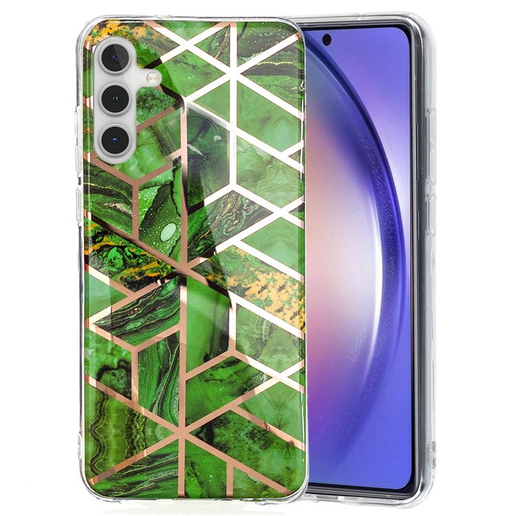 For Samsung Galaxy A54 5G IMD Pattern Phone Case Electroplating Soft TPU Mobile Phone Cover - Electroplated Green Marble