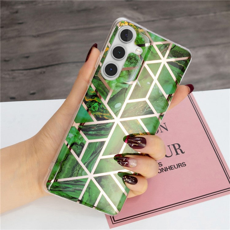 For Samsung Galaxy A54 5G IMD Pattern Phone Case Electroplating Soft TPU Mobile Phone Cover - Electroplated Green Marble