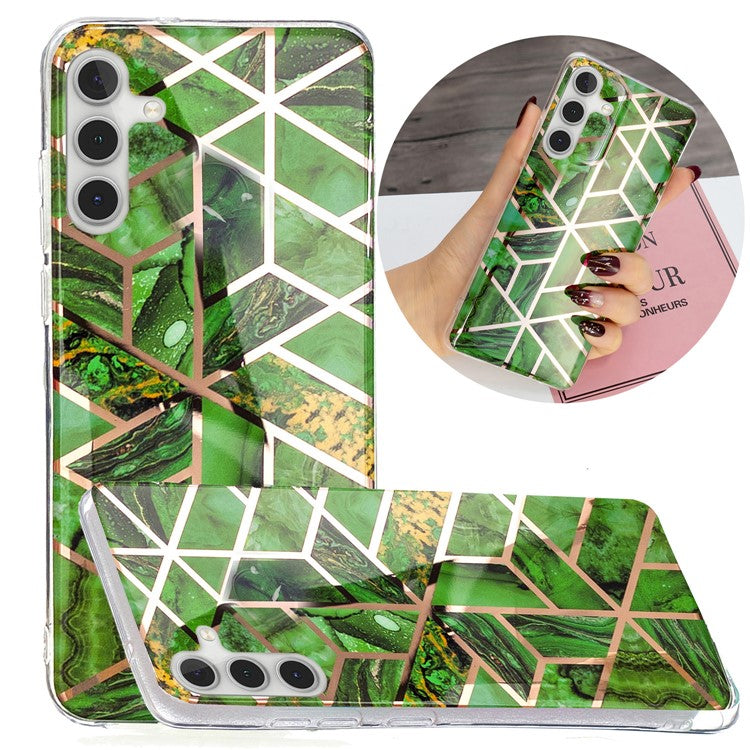 For Samsung Galaxy A54 5G IMD Pattern Phone Case Electroplating Soft TPU Mobile Phone Cover - Electroplated Green Marble