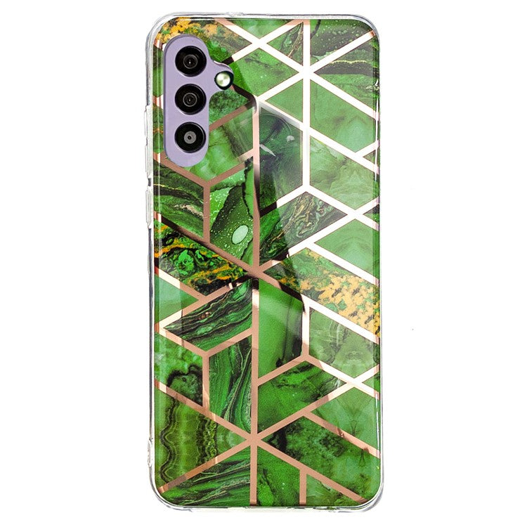 For Samsung Galaxy A34 5G Soft TPU Phone Case Electroplating Pattern IMD Cover - Electroplated Green Marble