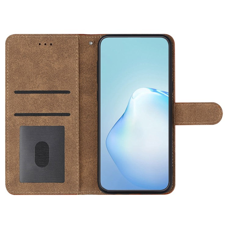 Phone Shell for Google Pixel 7 5G Imprinted Line Skin-touch PU Leather Wallet Stand Anti-drop Cover - Brown