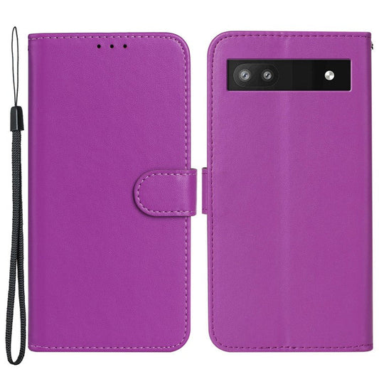 B40 For Google Pixel 6a Wallet Stand Phone Cover Anti-Dust PU Leather+TPU Cell Phone Case - Purple