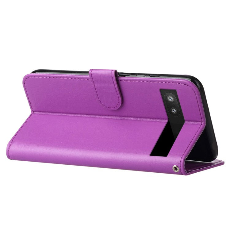 B40 For Google Pixel 6a Wallet Stand Phone Cover Anti-Dust PU Leather+TPU Cell Phone Case - Purple
