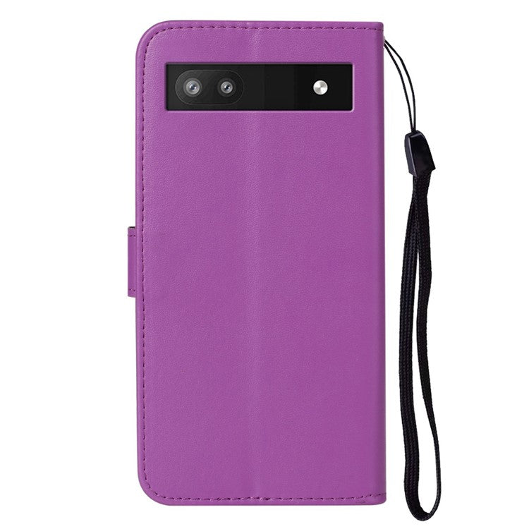 B40 For Google Pixel 6a Wallet Stand Phone Cover Anti-Dust PU Leather+TPU Cell Phone Case - Purple