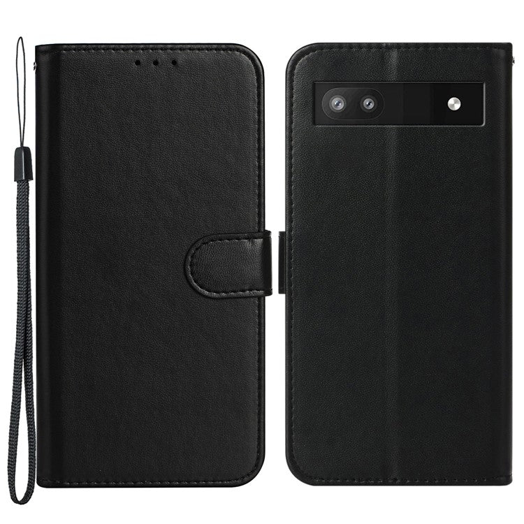 B40 For Google Pixel 6a Wallet Stand Phone Cover Anti-Dust PU Leather+TPU Cell Phone Case - Black