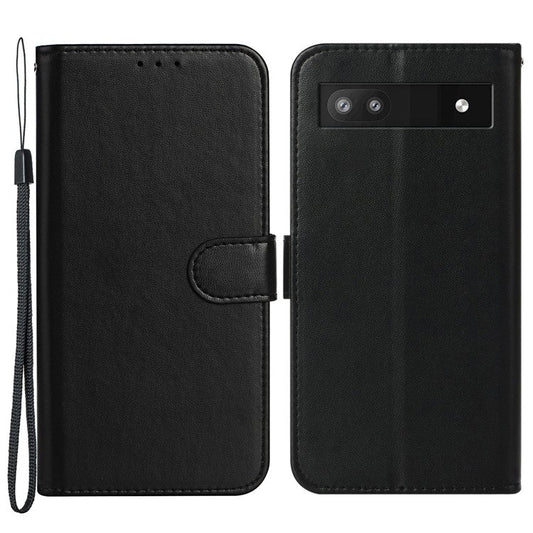 B40 For Google Pixel 6a Wallet Stand Phone Cover Anti-Dust PU Leather+TPU Cell Phone Case - Black