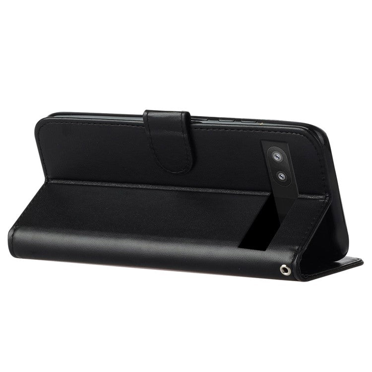 B40 For Google Pixel 6a Wallet Stand Phone Cover Anti-Dust PU Leather+TPU Cell Phone Case - Black