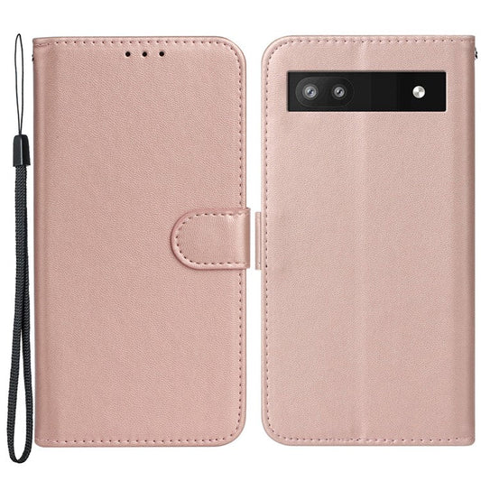B40 For Google Pixel 6a Wallet Stand Phone Cover Anti-Dust PU Leather+TPU Cell Phone Case - Rose Gold