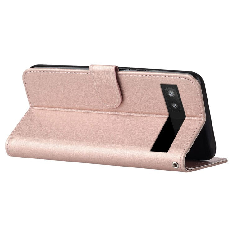 B40 For Google Pixel 6a Wallet Stand Phone Cover Anti-Dust PU Leather+TPU Cell Phone Case - Rose Gold