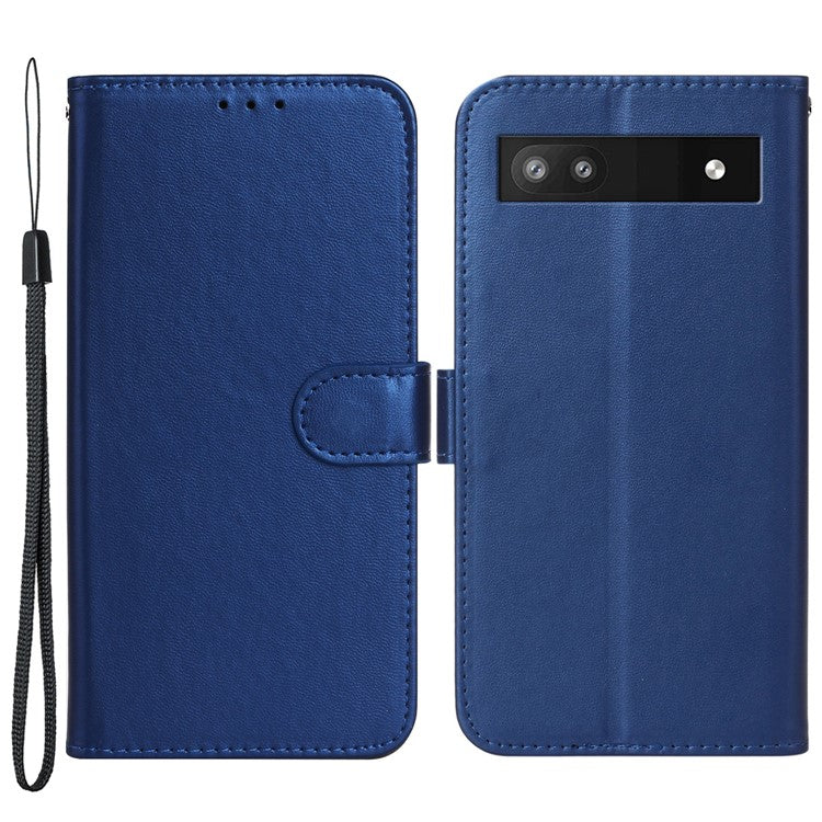 B40 For Google Pixel 6a Wallet Stand Phone Cover Anti-Dust PU Leather+TPU Cell Phone Case - Blue