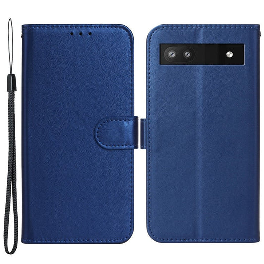 B40 For Google Pixel 6a Wallet Stand Phone Cover Anti-Dust PU Leather+TPU Cell Phone Case - Blue