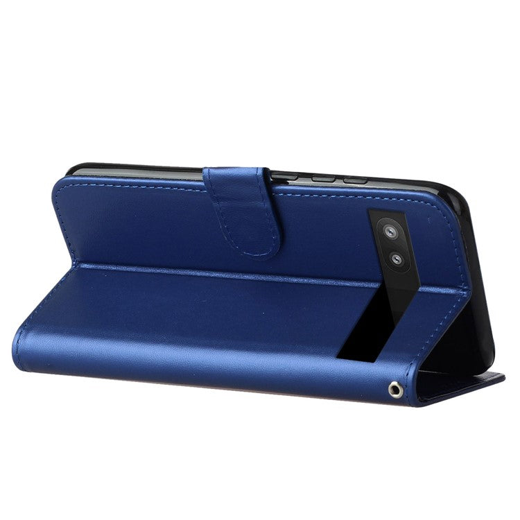 B40 For Google Pixel 6a Wallet Stand Phone Cover Anti-Dust PU Leather+TPU Cell Phone Case - Blue