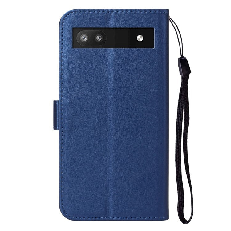 B40 For Google Pixel 6a Wallet Stand Phone Cover Anti-Dust PU Leather+TPU Cell Phone Case - Blue