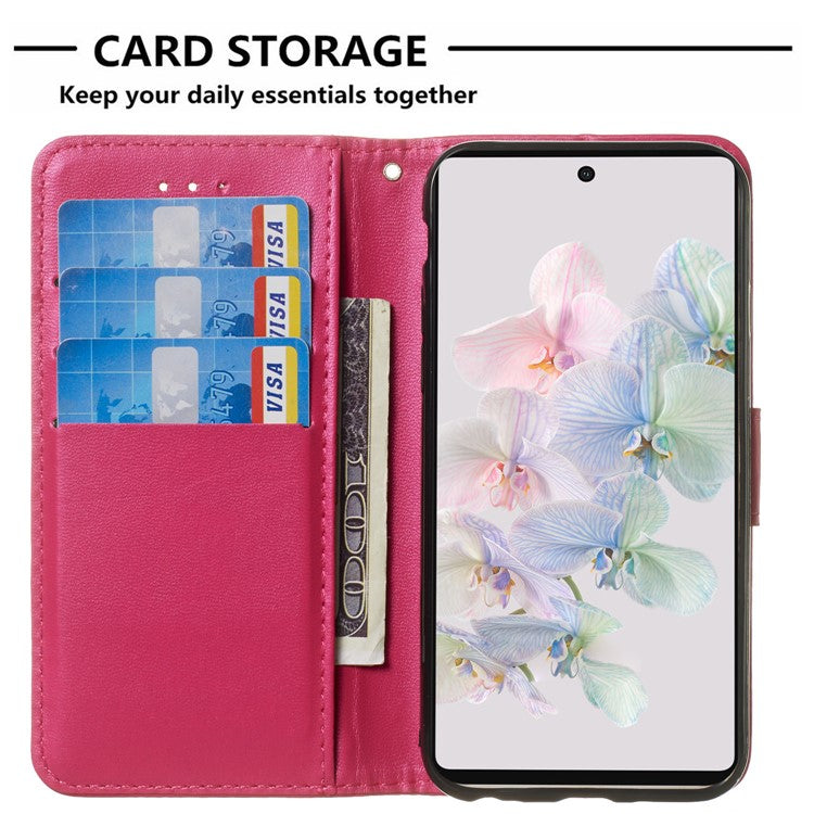 B40 Wallet Stand Phone Cover For Google Pixel 7 5G Anti-Dust PU Leather+TPU Cell Phone Case - Rose