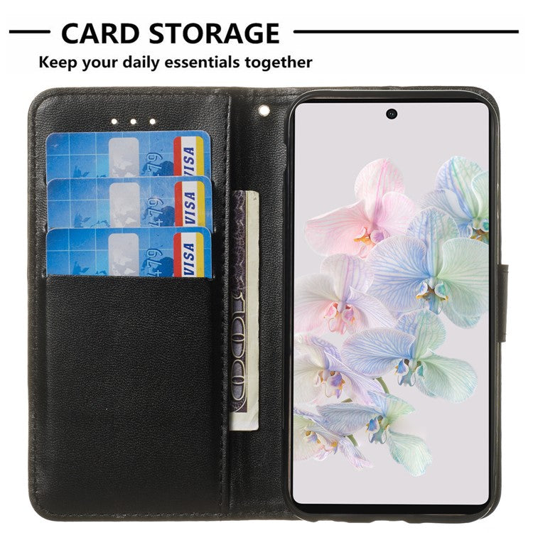 B40 Wallet Stand Phone Cover For Google Pixel 7 5G Anti-Dust PU Leather+TPU Cell Phone Case - Black