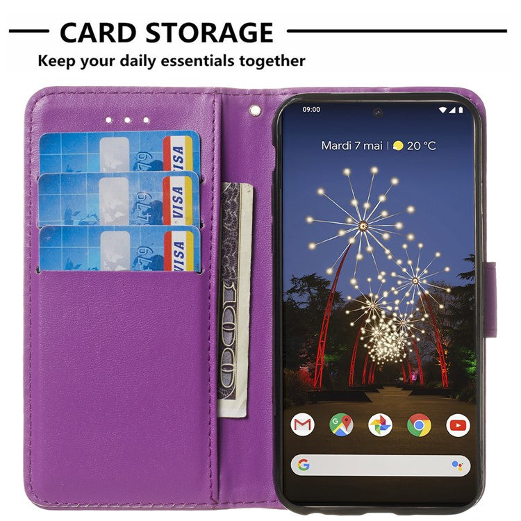 B40 Mobile Phone Case for Google Pixel 7 Pro 5G , Shockproof PU Leather Wallet Stand Phone Cover - Purple